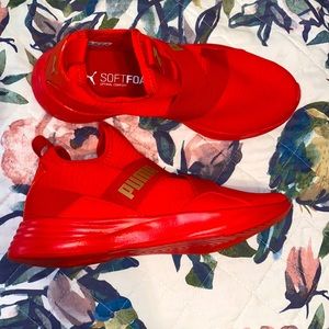Size 8 Red Pumas Radiant.